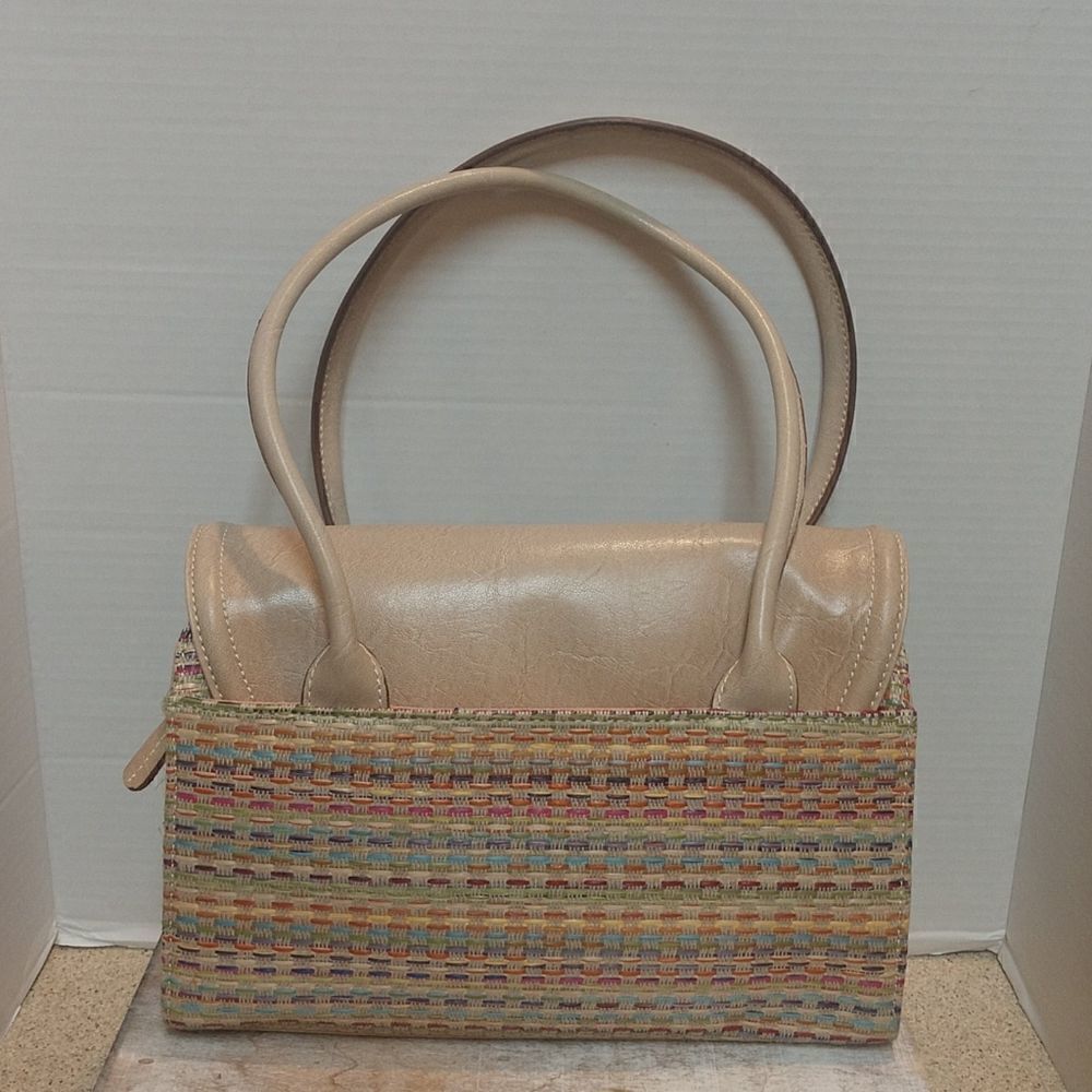 Liz Claiborne Beige/Tan Multicolor Woven Satchel - Picture 2 of 9